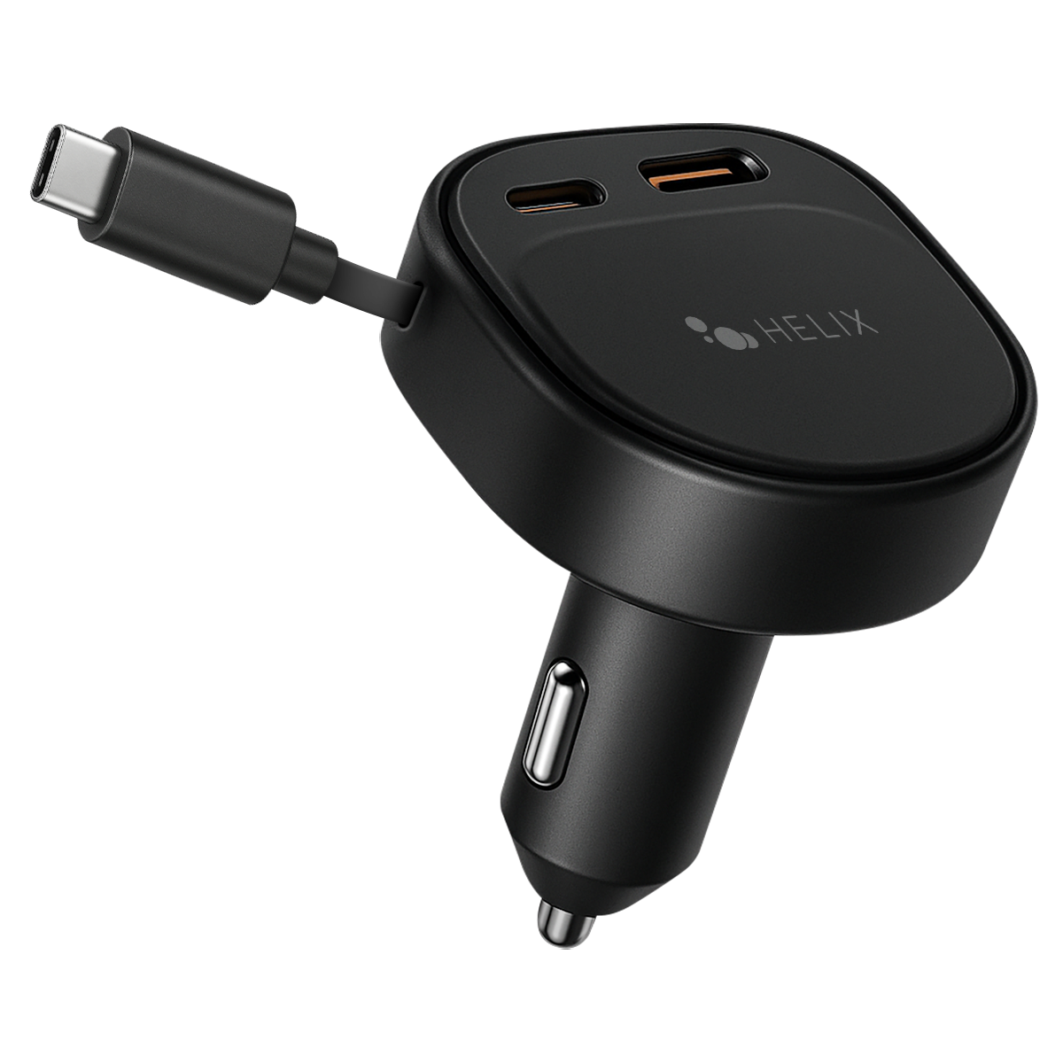 Car Charger with Retractable USB-C Cable