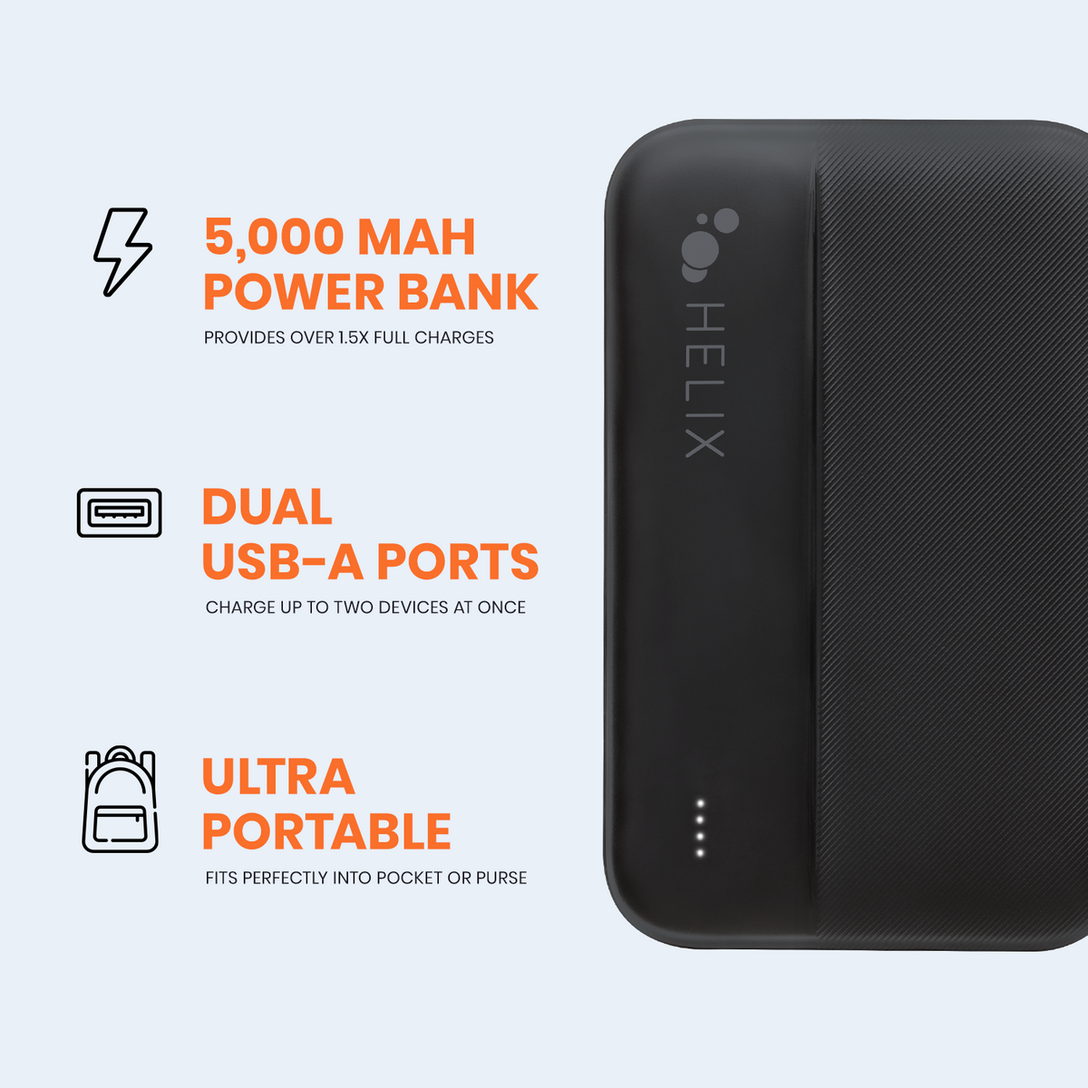 5,000 mAh Power Bank with Dual USB-A Ports