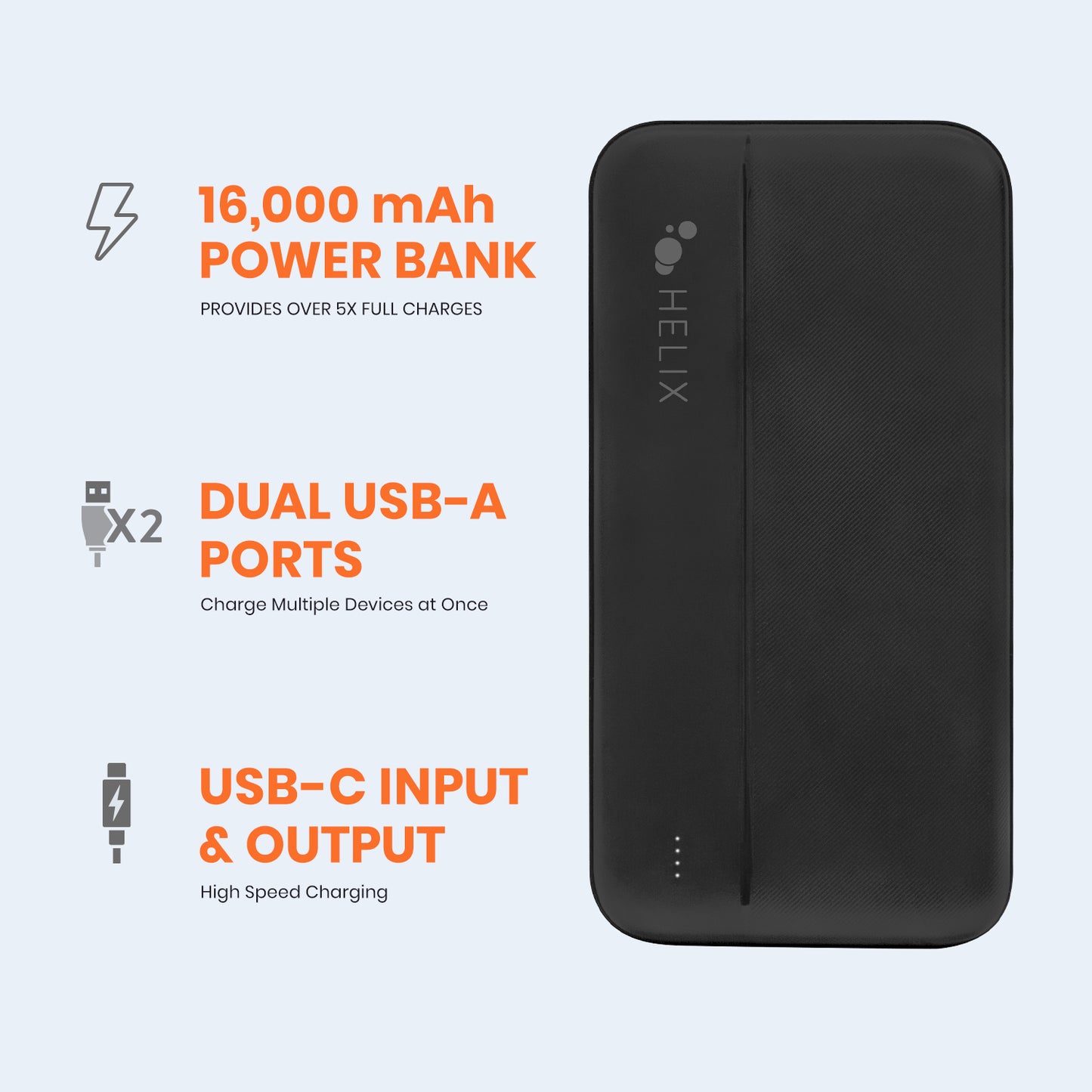 16,000 mAh Power Bank with USB-C and USB-A Ports