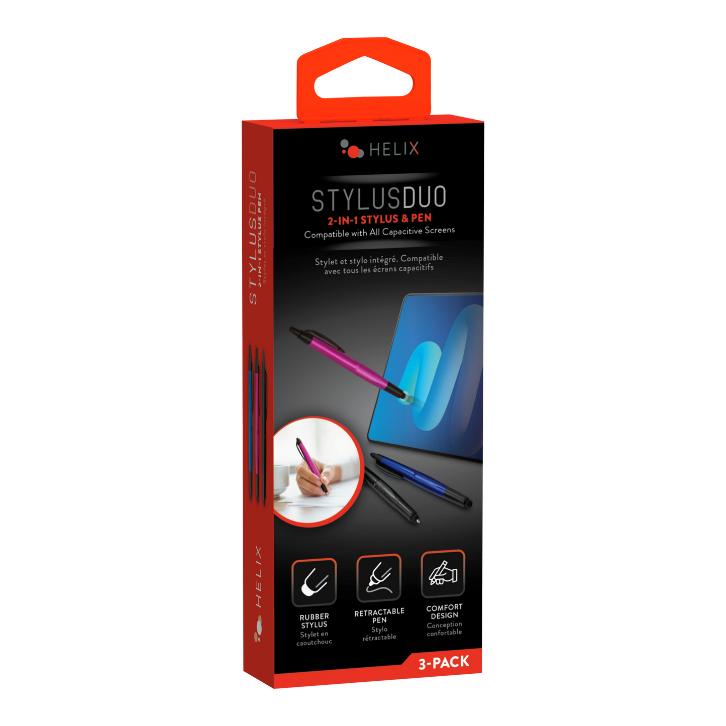 Retractable Pen + Stylus 3 pack