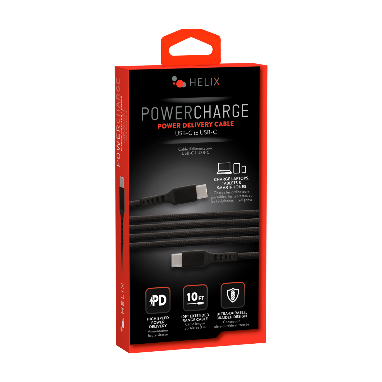 USB C to USB C Braided Cable - Black - 10 FT