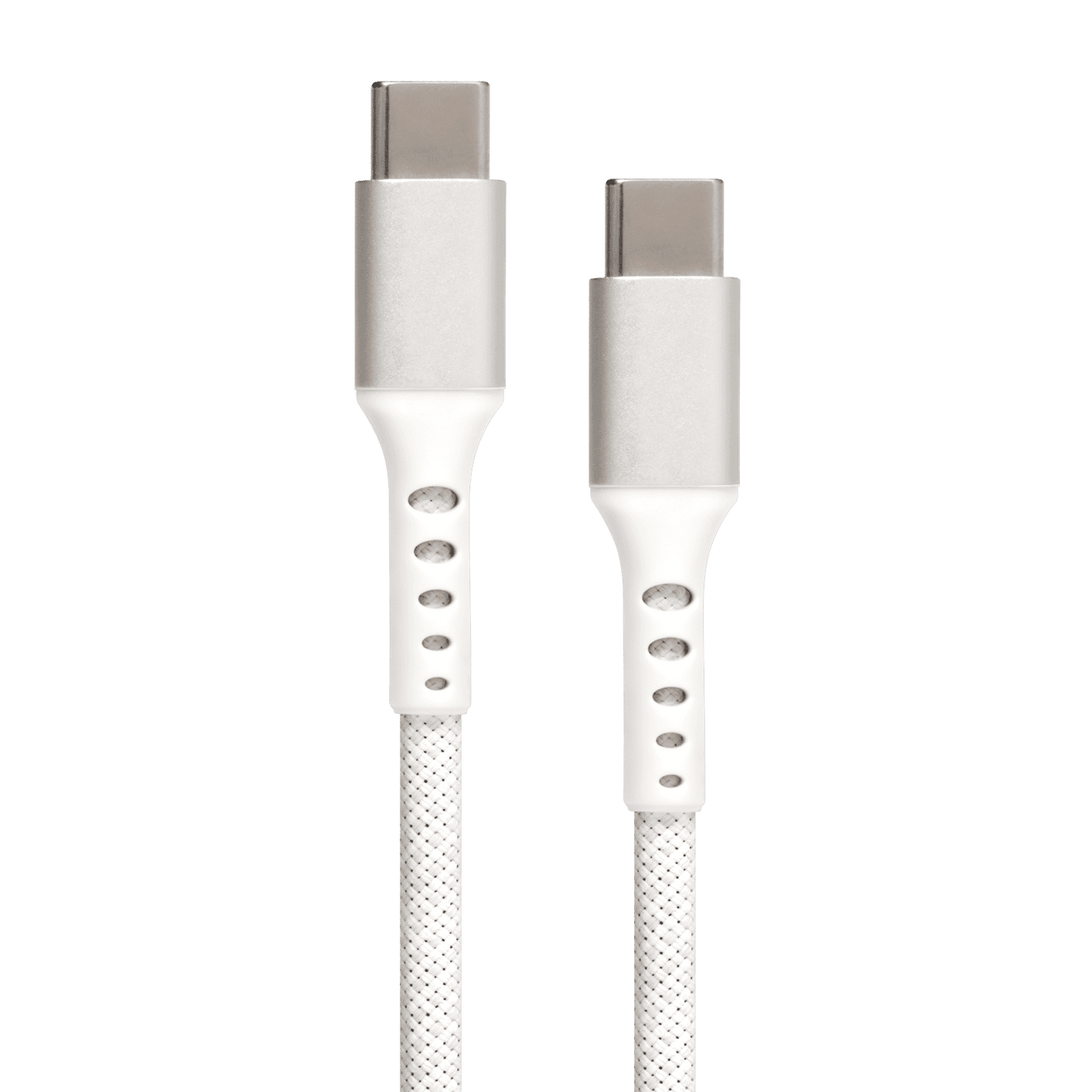 USB C to USB C Braided Cable - White - 3 FT