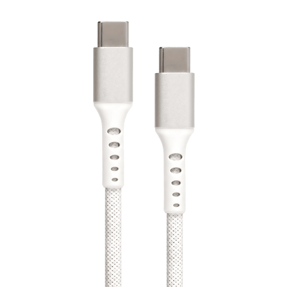 USB C to USB C Braided Cable - White - 3 FT