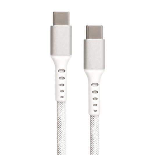 USB C to USB C Braided Cable - White - 5 FT