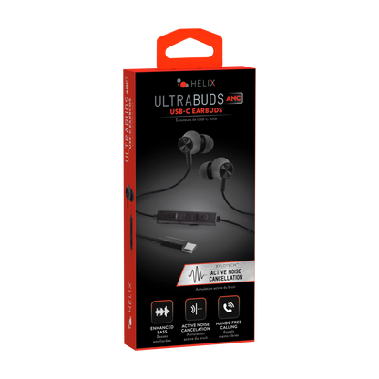 Active Noise Cancelling USB-C Earbuds - Black
