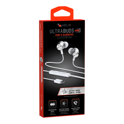 Active Noise Cancelling USB C Earbuds - White