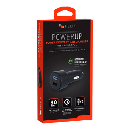 Helix Car Charger with USB-C and USB-A Ports