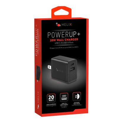 20W Wall Charger with USB-C and USB-A Ports