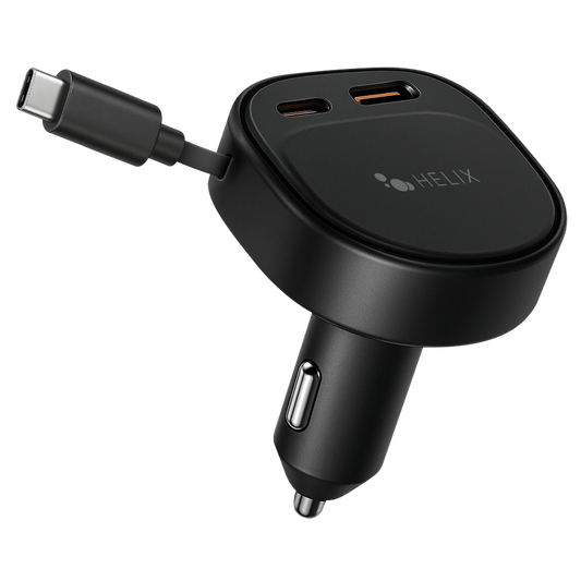 Car Charger with Retractable USB-C Cable