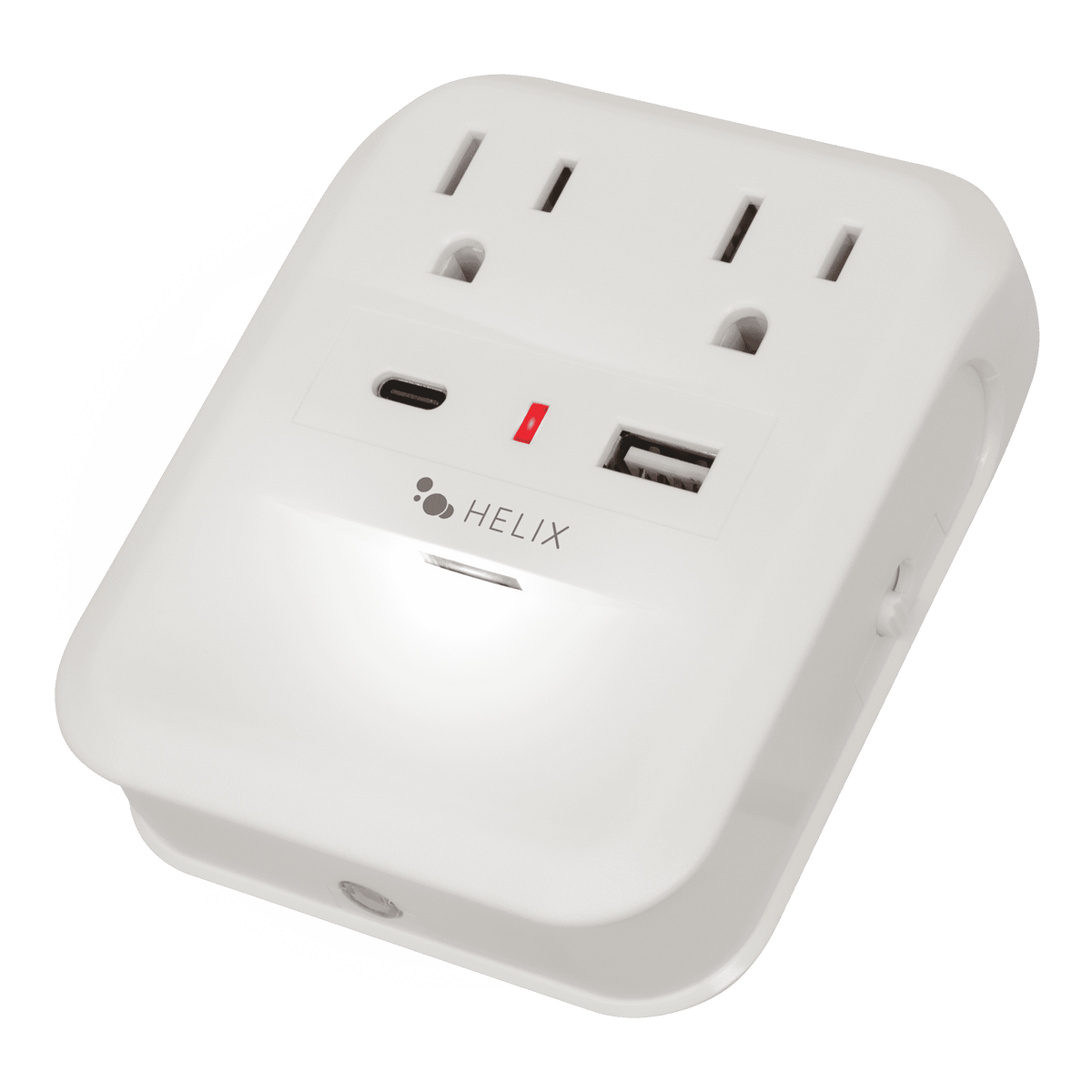 Helix 2 Outlet Wall Tap with USB Ports & Nightlight