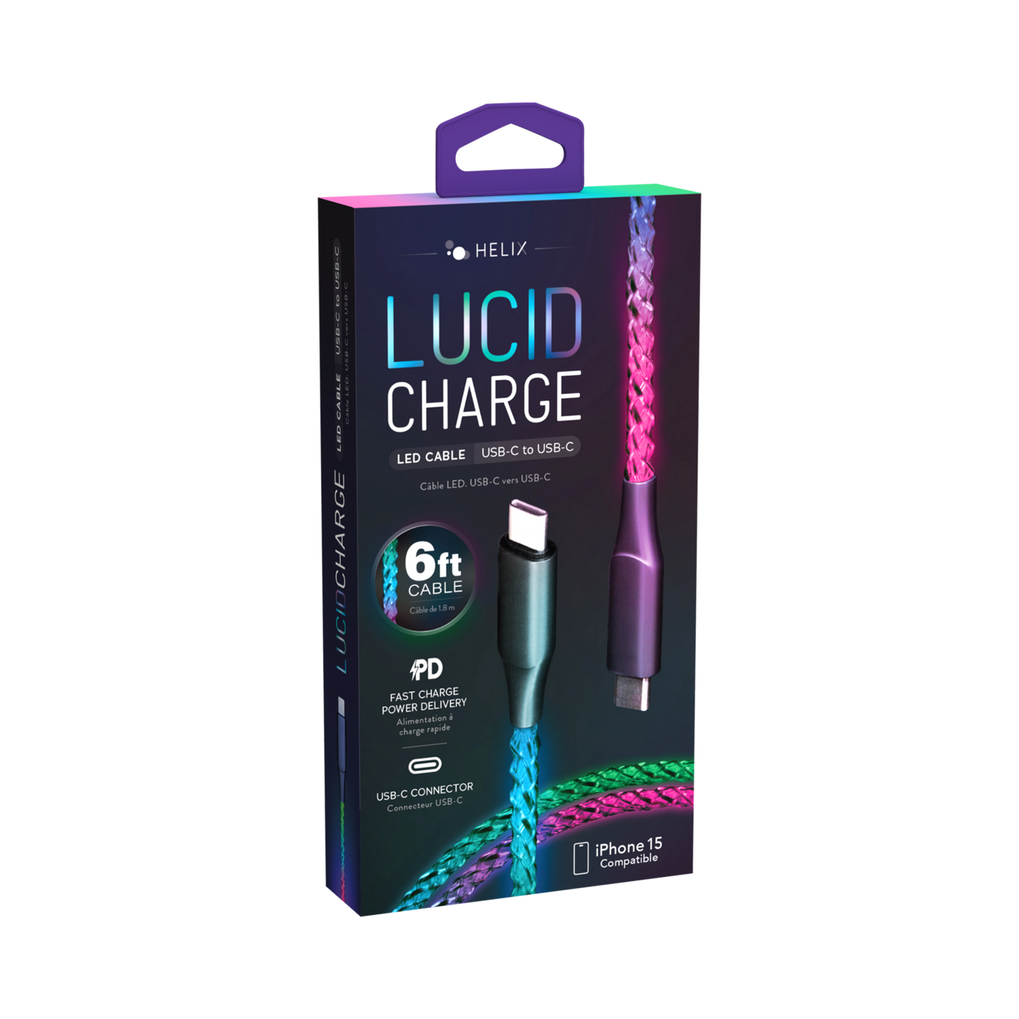Lucid Charge LED USB-C Cable - 6 FT