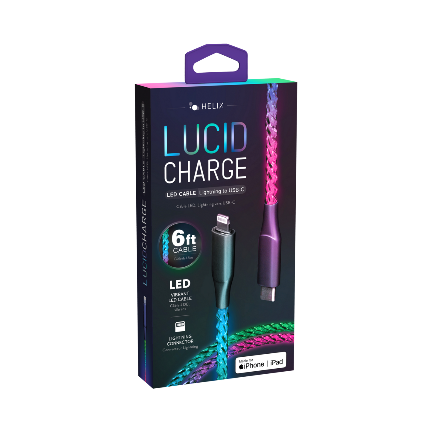 Lucid Charge LED USB-C to Lightning Cable - 6 FT