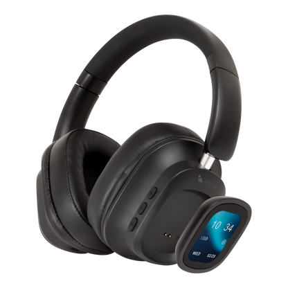 Active Noise Cancelling Headphones with Touch Screen - Black