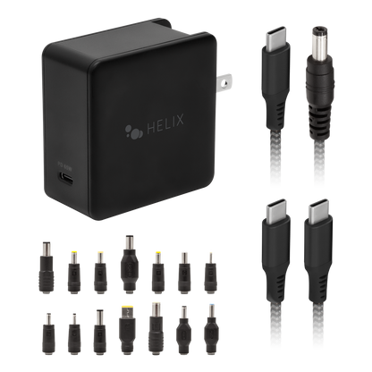 PowerPlus+ 67W Universal Laptop Charger with Two Cables and 14 Adapter Tips