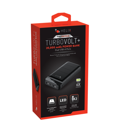20,000 mAh TurboVolt Power Bank with USB-A and USB-C Ports