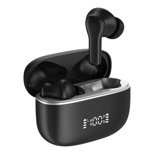 True Wireless Active Noise Cancellation Earbuds with LCD Readout