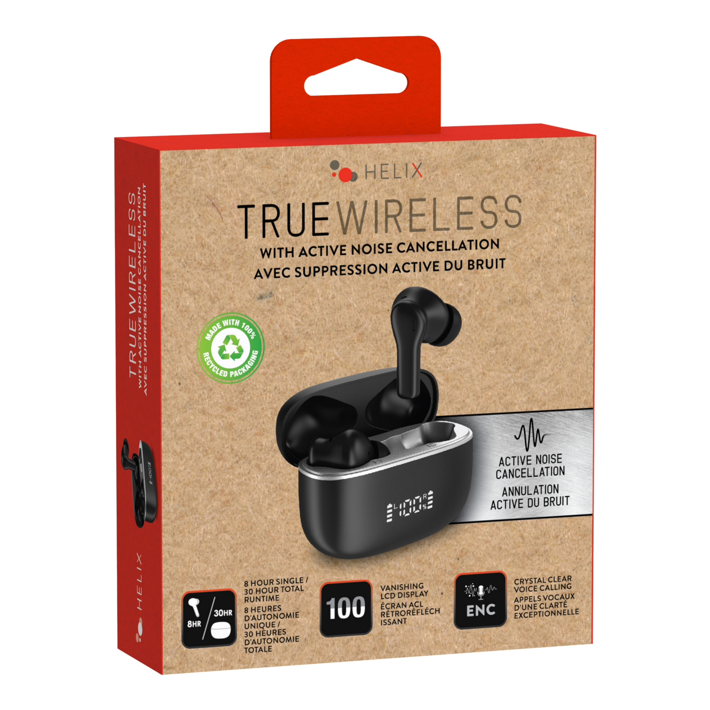 True Wireless Active Noise Cancellation Earbuds with LCD Readout