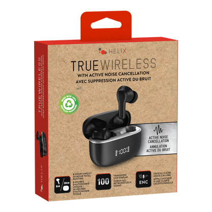 True Wireless Active Noise Cancellation Earbuds with LCD Readout