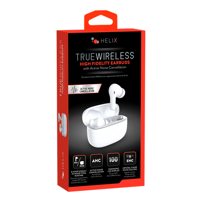 True Wireless Active Noise Cancellation Earbuds with LCD Readout