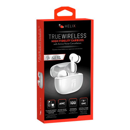 True Wireless Active Noise Cancellation Earbuds with LCD Readout