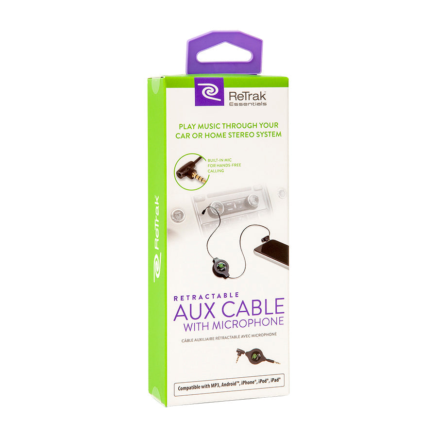 Retractable Auxiliary Cord + Microphone