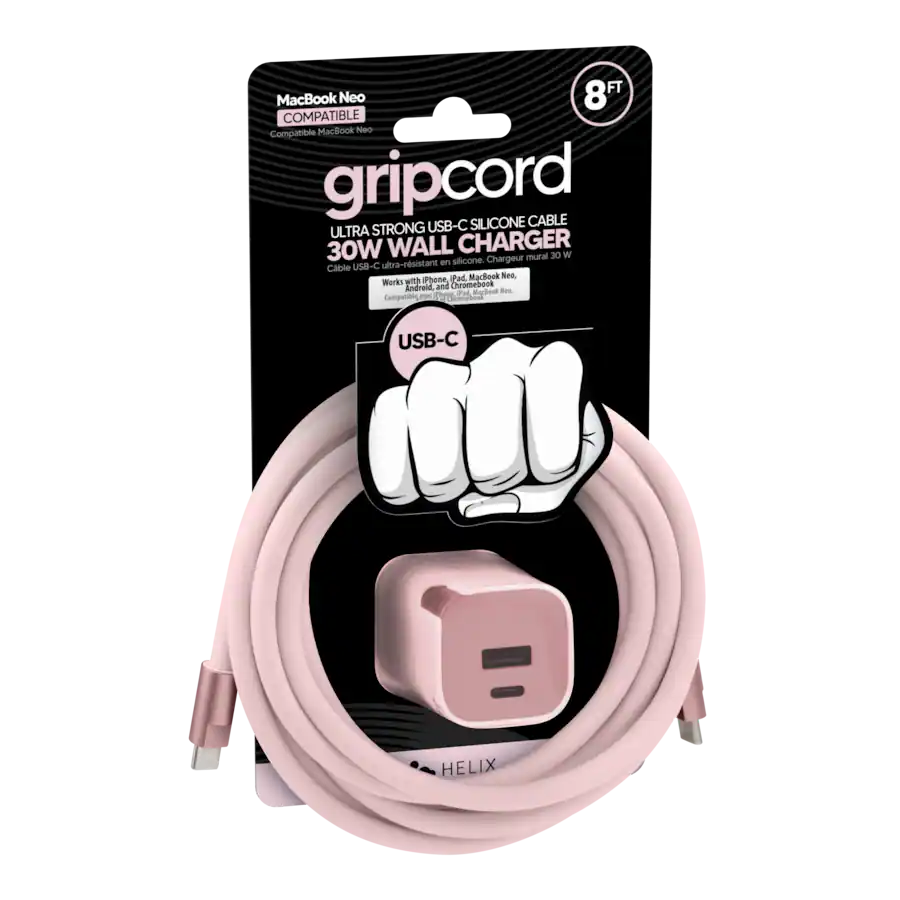GripCord Bundle - 30W USB Wall Charger with 8ft USB-C Cable