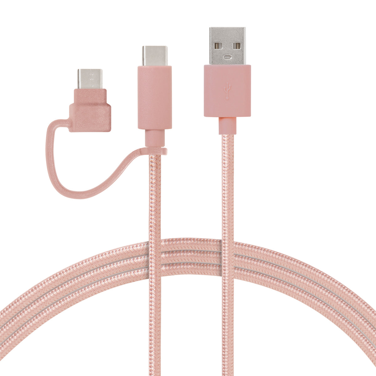 USB-A to USB-C Cable with Micro USB Adapter - 5 FT
