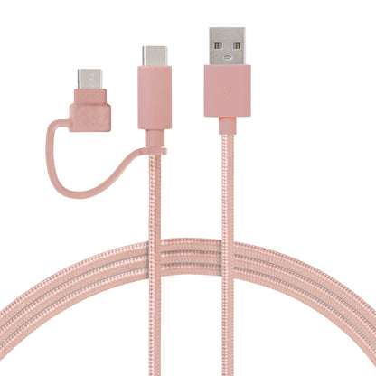 USB-A to USB-C Cable with Micro USB Adapter - 5 FT