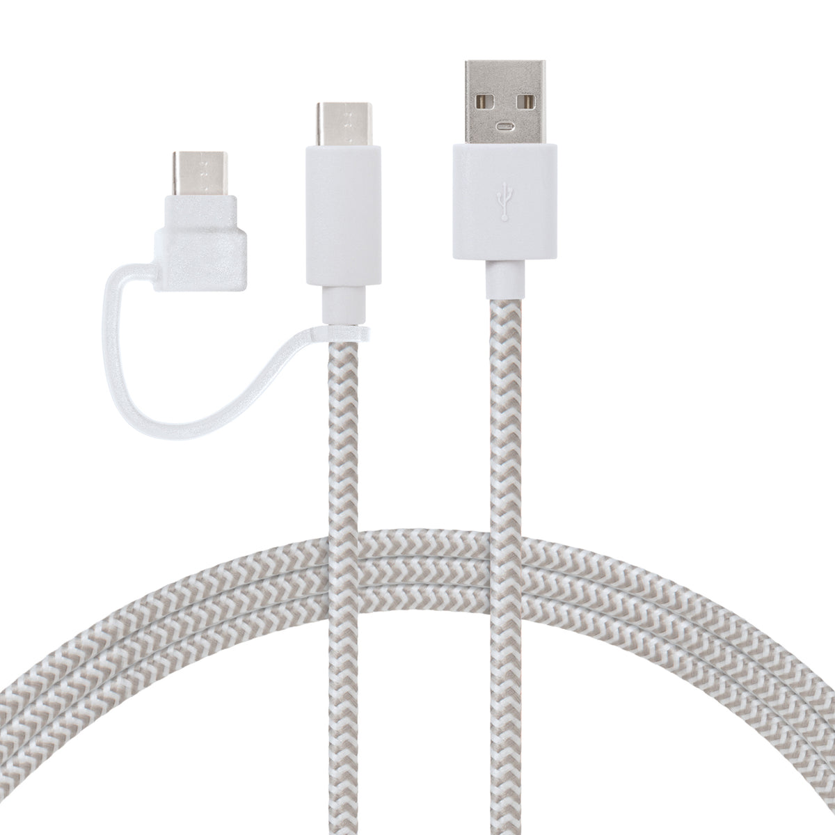 USB-A to USB-C Cable with Micro USB Adapter - 5 FT