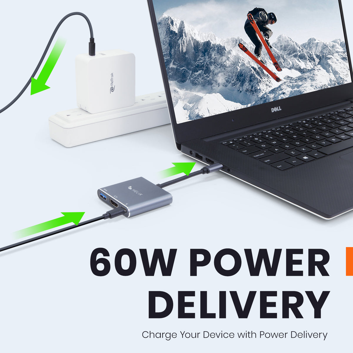 3-in-1 USB-C Adapter with USB-A, HDMI and USB-C Ports