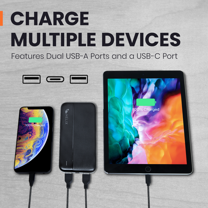 10,000 mAh Power Bank with Dual USB-A Ports