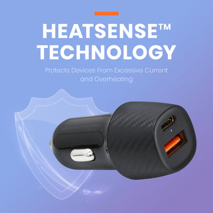 Car Charger with USB-A and USB-C Ports