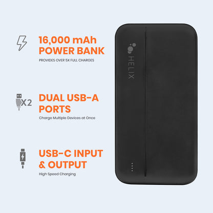 16,000 mAh Power Bank with USB-C and USB-A Ports