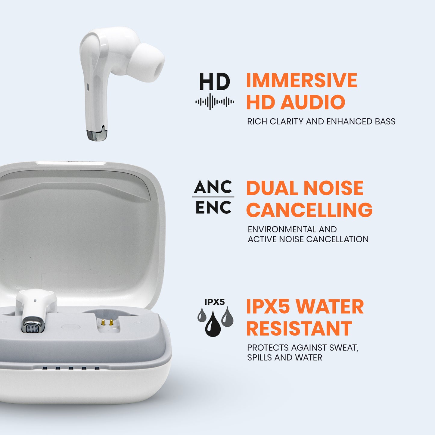 Dual Noise Cancelling True Wireless Earbuds