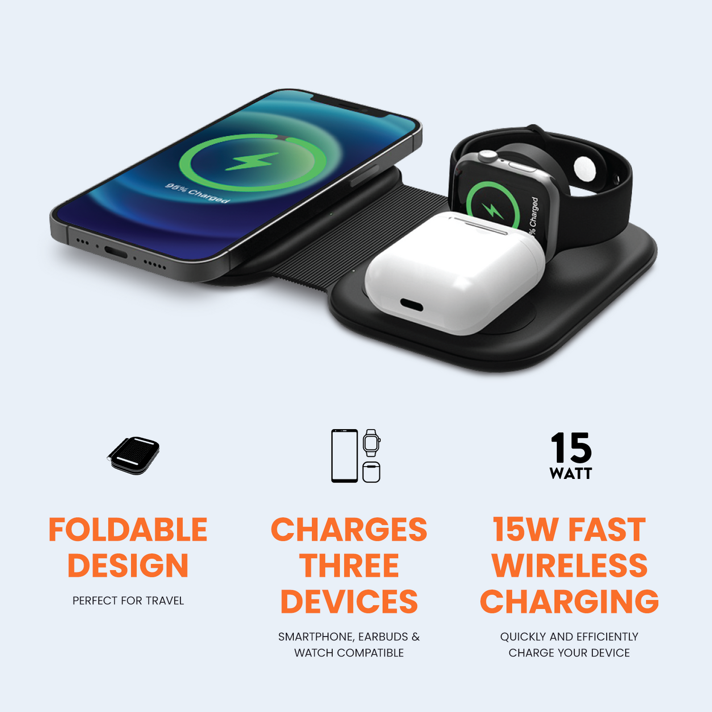 ChargeWireless 3-in-1 Folding Travel Valet